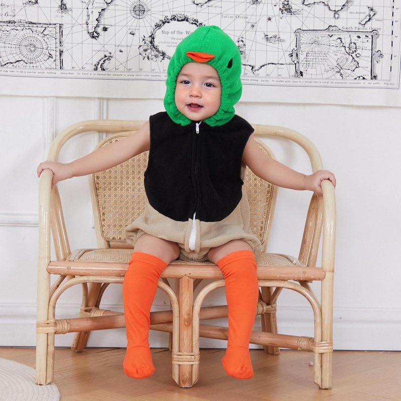 Pudcoco Infant Baby Boys Girls Halloween Mallard Duck Costume Hooded Sleeveless Romper Leggings Outfit Set - Image 2